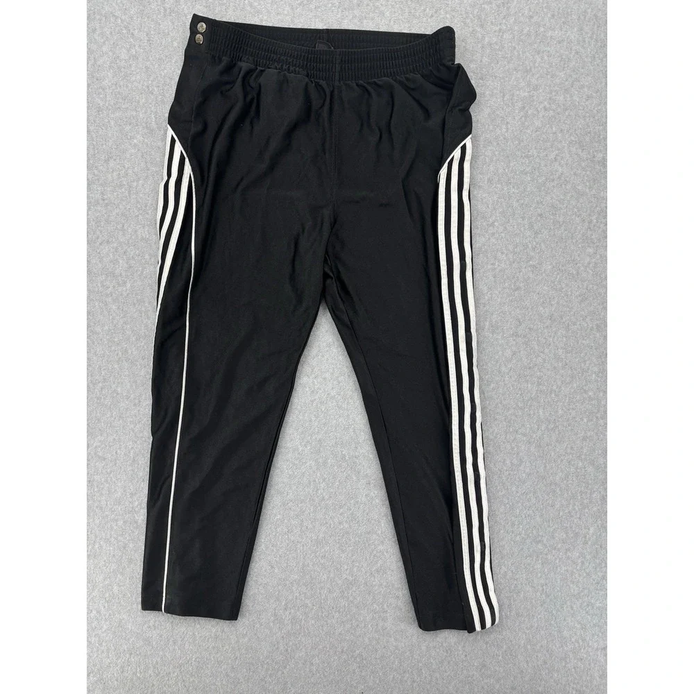 Vintage Adidas Men's Small Black 3 Stripe Snap Track Pants Y2K